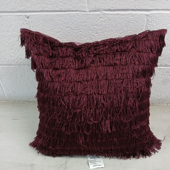 New Z Gallerie Chloe Velvet Fringe Pillow. Plum - Picture 4 of 10